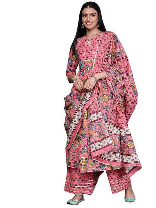 Libas Women's Cotton Kurta Sets (33124O_Pink_L)
