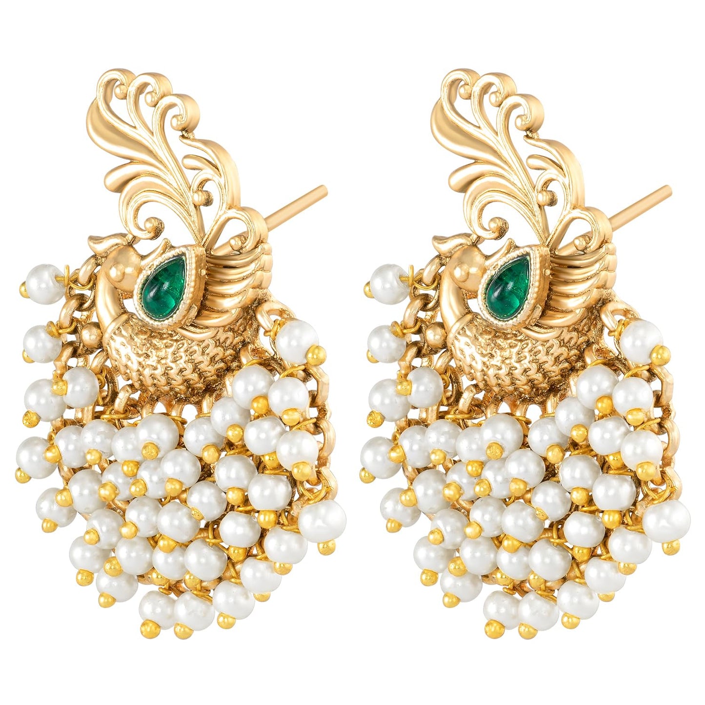 Peora Gold Plated Beads Studded Drop & Dangle Earrings Jewellery Gift for Girls & Women