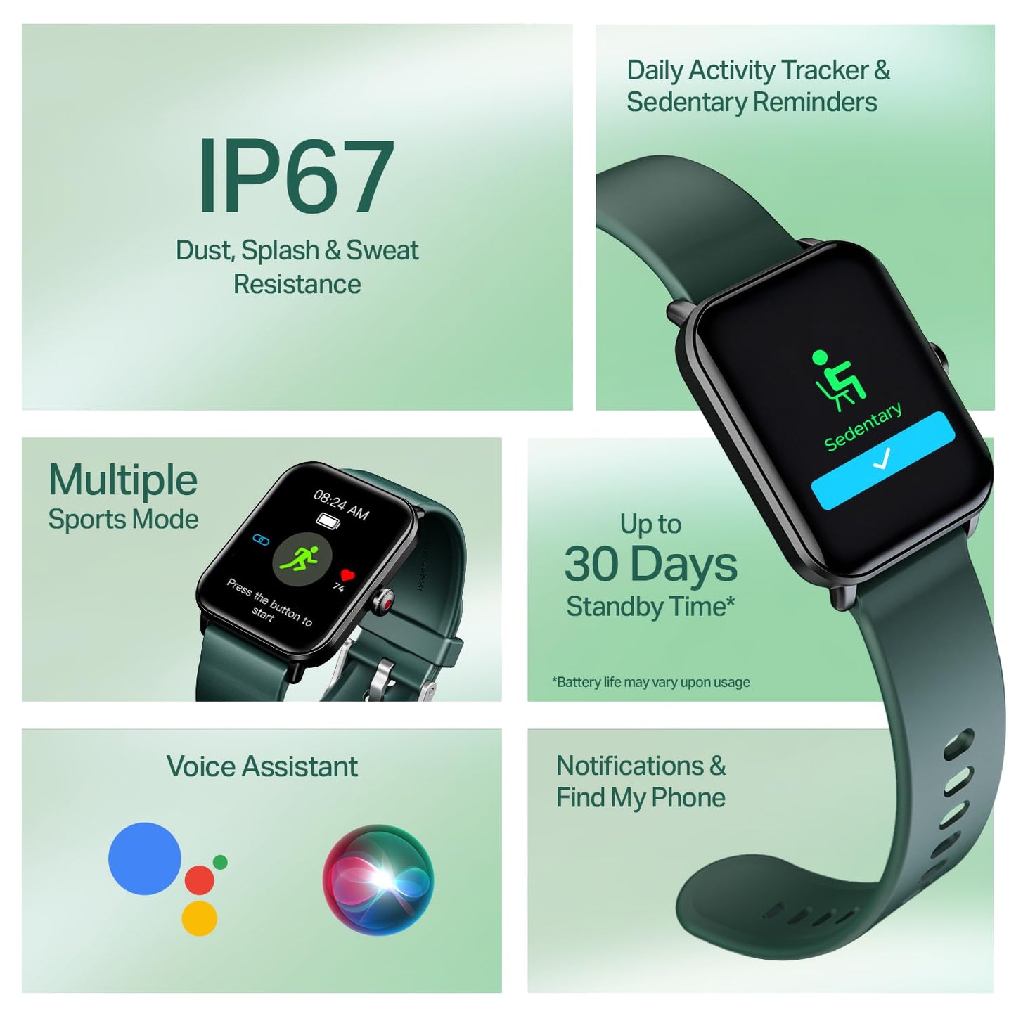 boAt Wave Call 2 with 1.83” HD Display, Advanced BT Calling, Functional Crown, Cloud & Custom Watch Faces, Multiple Sports Modes, IP67, HR, Sleep & SPO₂ Monitor Smart Watch(Pine Green)