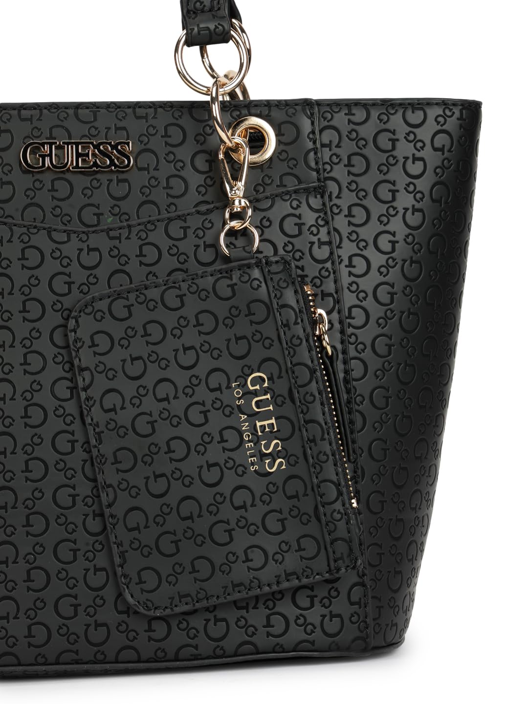 Guess Embossed Black Women Tote Bag