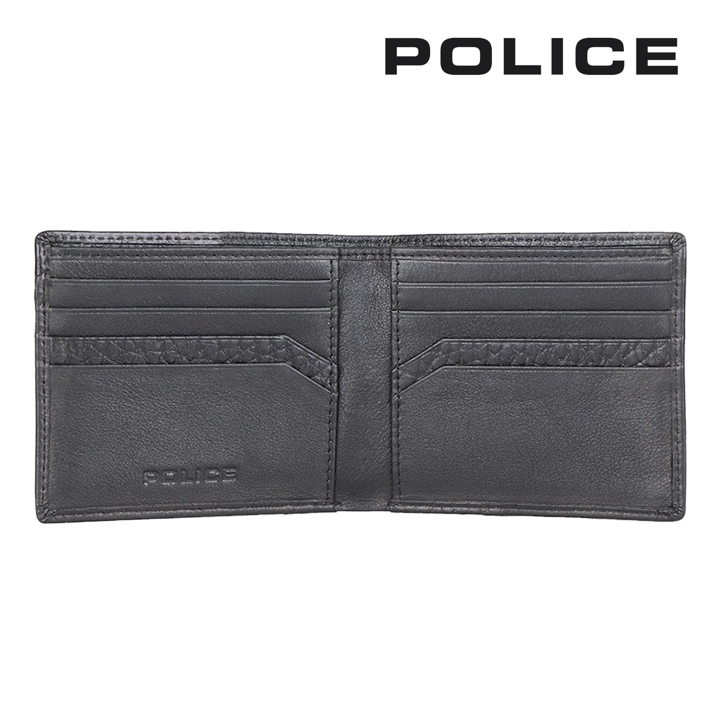 Police Jumbo Men's Slim Wallet | Leather Purse with 8 Card Slot, 2 Currency Compartment, 2 Slip-in Pockets -Black | Premium Design with Lagendary Style