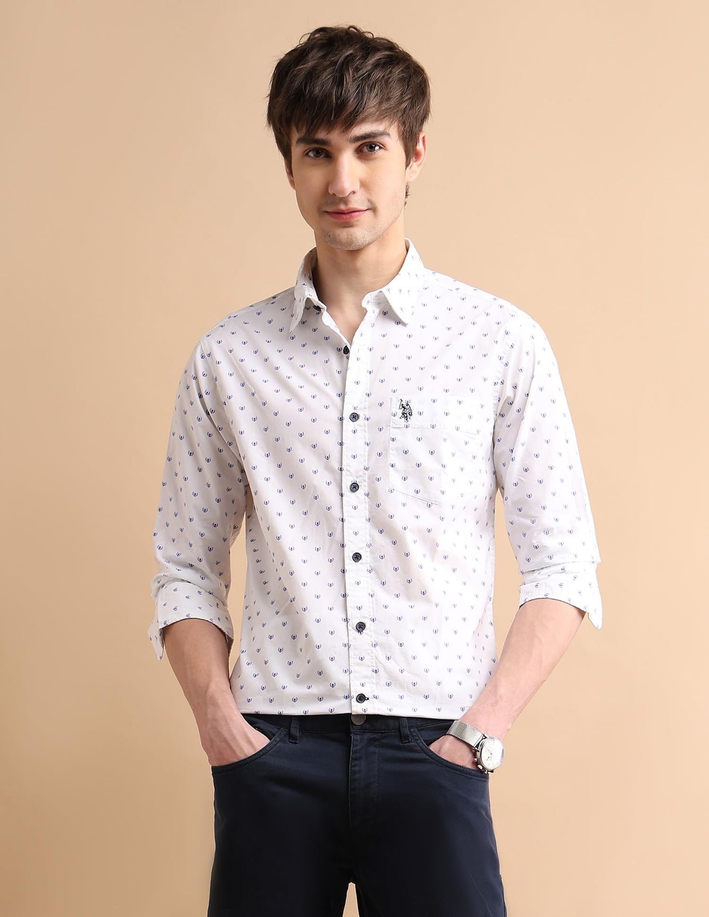 U.S. POLO ASSN. Men's Regular Fit Shirt (USSHT-G94_White