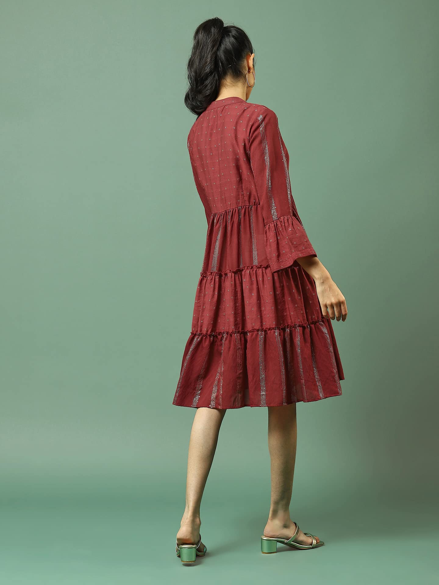 Aarke Ritu Kumar Women's Maxi Dress SDRVNX07N30436836-MAROON-L Red