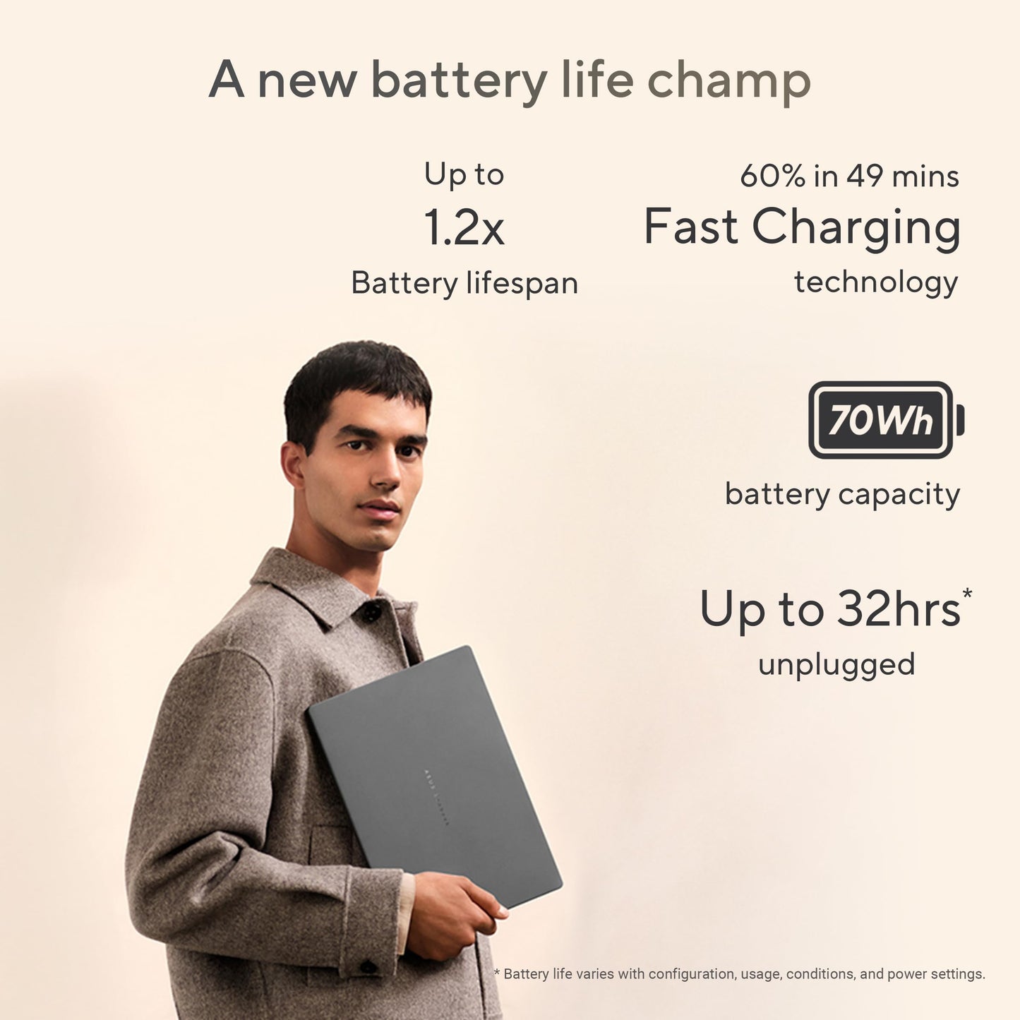 ASUS Zenbook A14,Snapdragon X,Copilot+ AI PC(Qualcomm Adreno iGPU/45TOPS/16GB/512GB/FHD+/14"/Backlit Keyboard/70WHr/Windows 11/M365 Basic(1Year)*/Office Home 2024/Iceland Gray/0.98 kg)UX3407QA-QD259WS