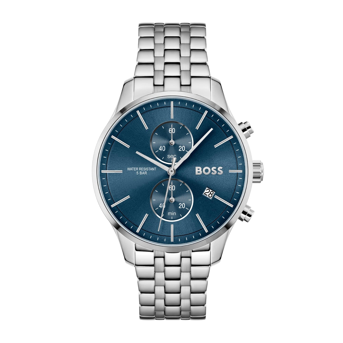 Hugo Boss Stainless Steel Associate Analog Blue Dial Men Watch-1513839, Silver Band
