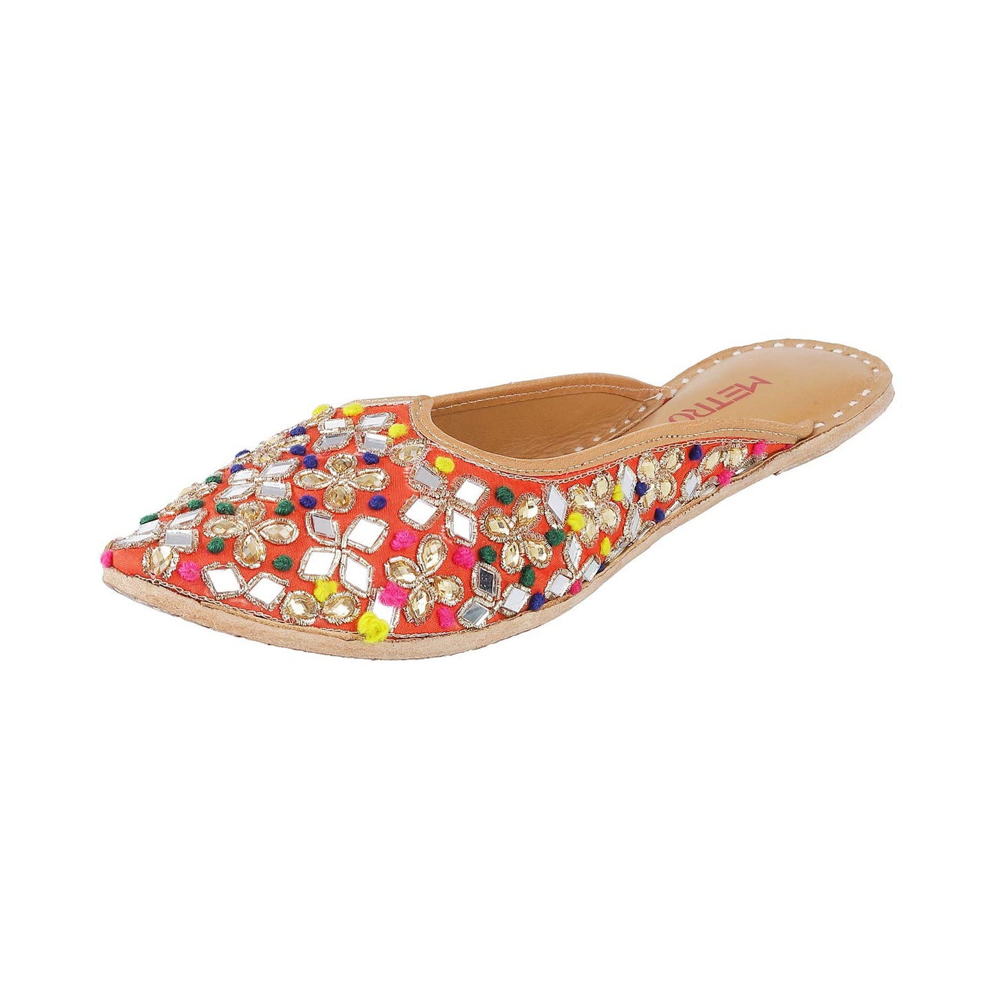 Metro Womens Synthetic Red Mojaris (Size (3 UK (36 EU))