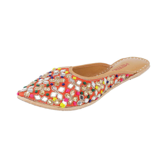 Metro Womens Synthetic Red Mojaris (Size (3 UK (36 EU))