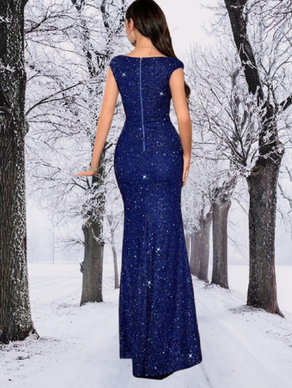 Fashion Fit Art Velvet Embroidery Work Fish Gown for Women (in, Alpha, M, Regular, Blue)