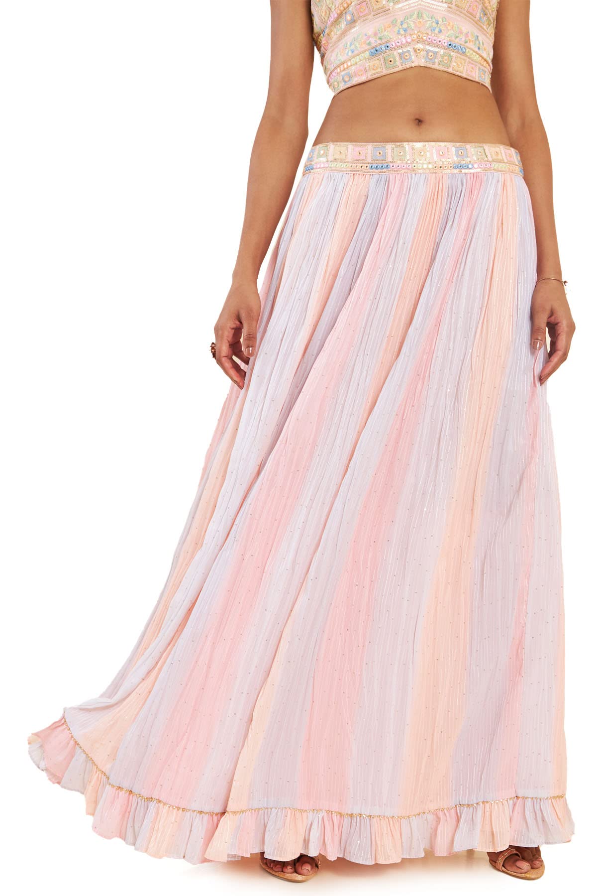 Soch Women Pink Cotton Blend Floral Lehenga Choli (8907175296363_Pink_Large)