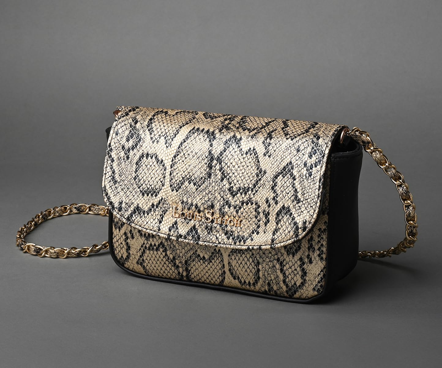 LOUIS STITCH Crossbody Sling Bag for Women | Textured Golden Mini Satchel Bag Purse for Women