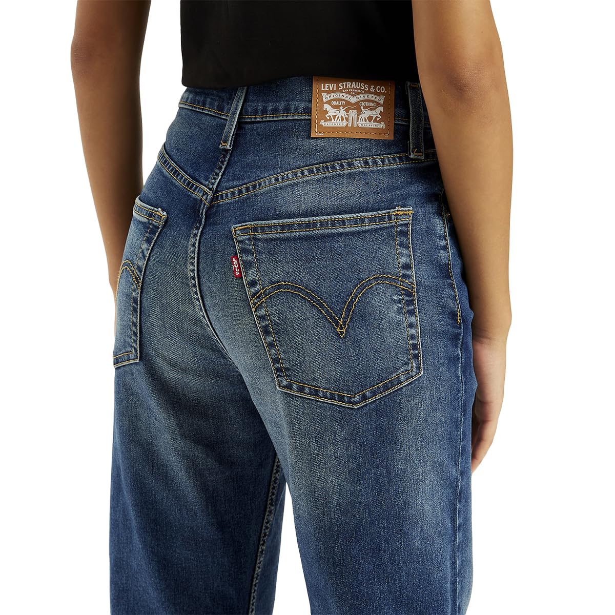 Levi's Women's Straight Mid Rise Jeans (A7713-0005_Blue, 32