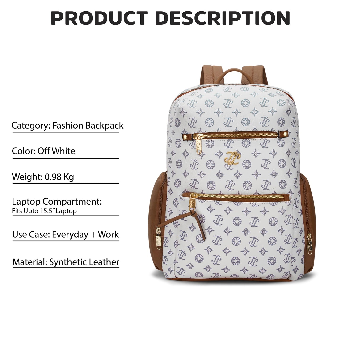 Lavie Signature Women's Mono Butte Large Fashion Backpack for Women | Fits Upto 15.5 Inch Laptop | Fashion Backpack for Work | Ladies purse | Stylish Shoulder Bag | Gift For Women