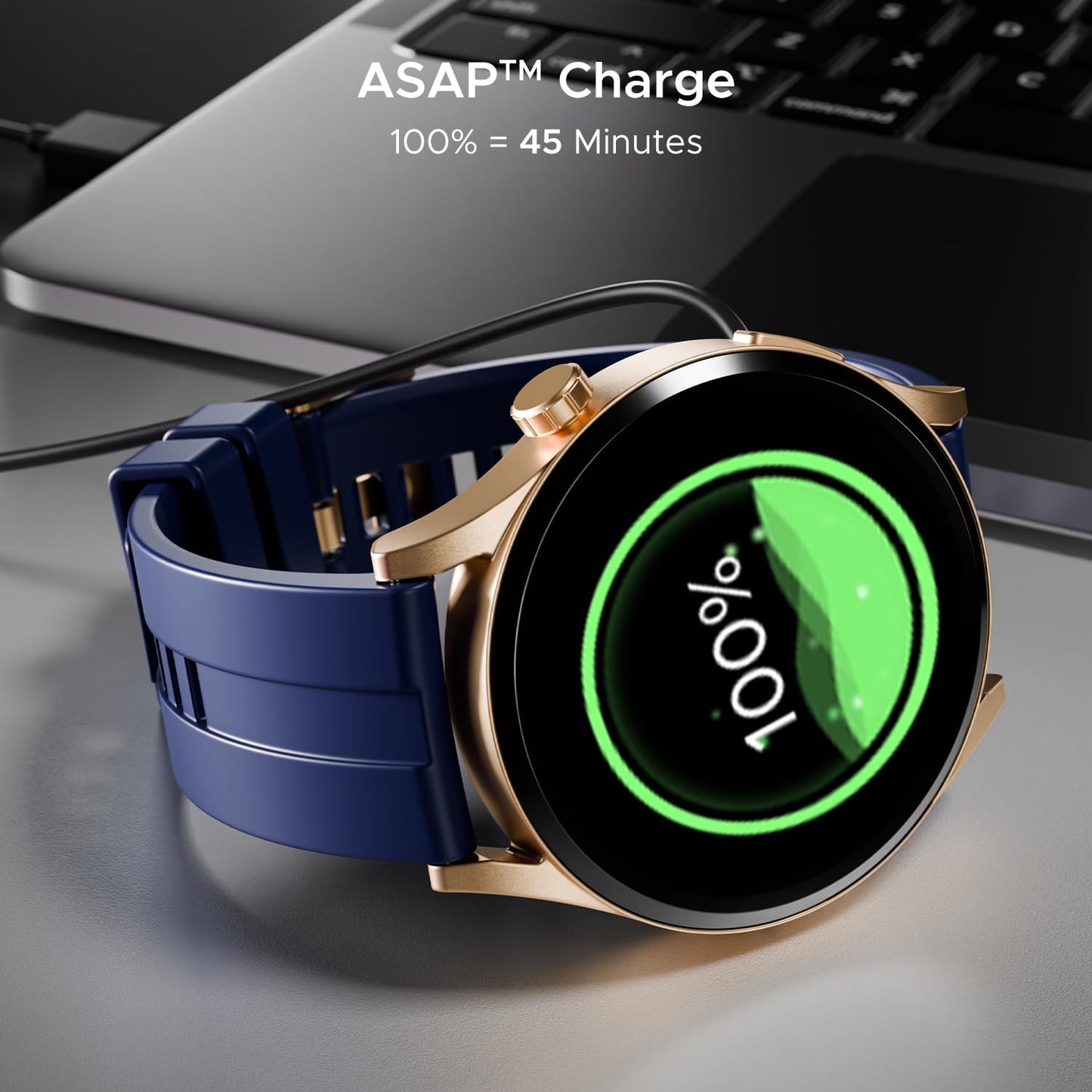 boAt Chrome Horizon, Video Watch Faces, 1.51” AMOLED Display, HRV & VO2 Max, Auto-Activity Detection, ASAP Charge, Advanced Bluetooth Calling, IP68, Heart Rate & SpO2 Monitor Smart Watch(Royal Blue)