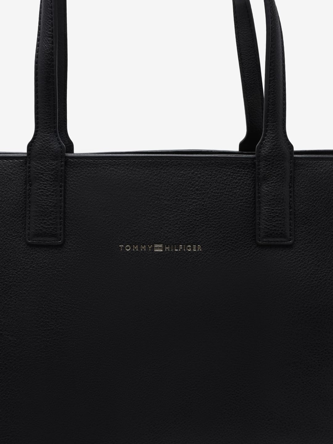 Tommy Hilfiger Solid Black Pu Tote Bag