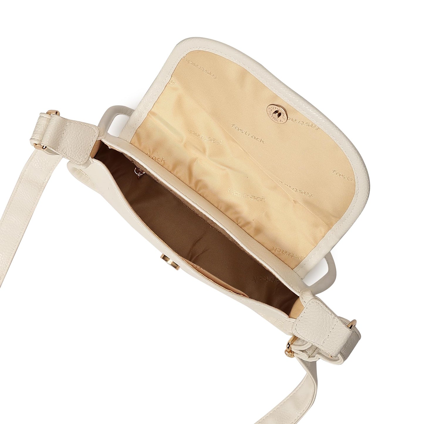 Fastrack Solid Sling Bag with Button Closure for Women, Girls and Laides | Made of Premium Faux Leather | Ladies Purse Handbag | Slings for Casual Carry