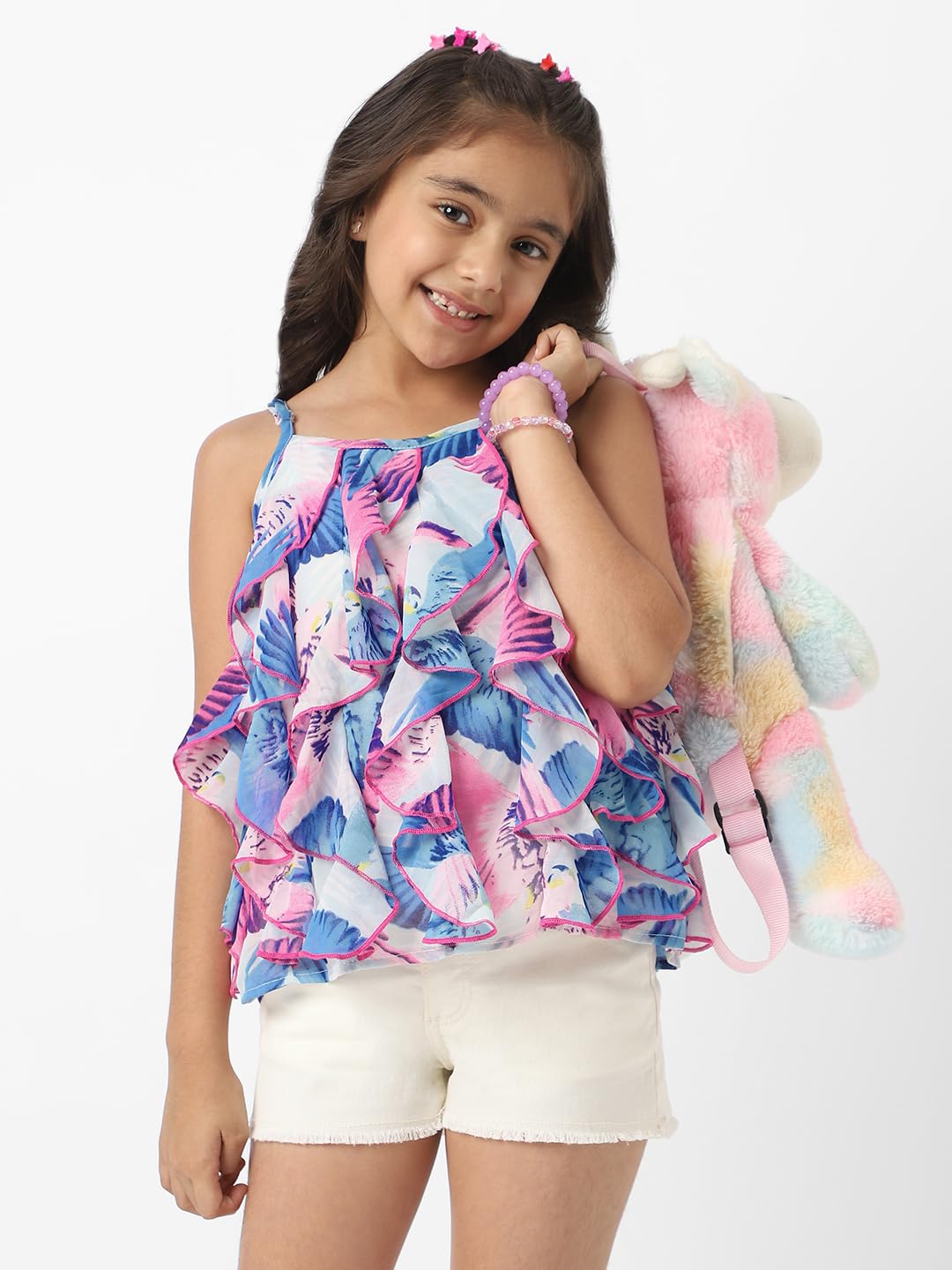 Nautinati Girls Printed Cotton Blend Top | Age 4–8 Years Multicolour