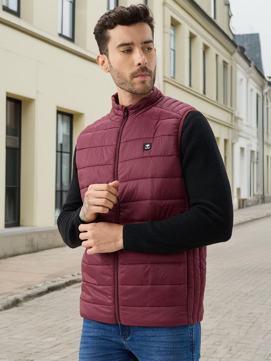 Status Quo Mens Solid Padded Sleeveless Mock Collar Regular Fit Jacket