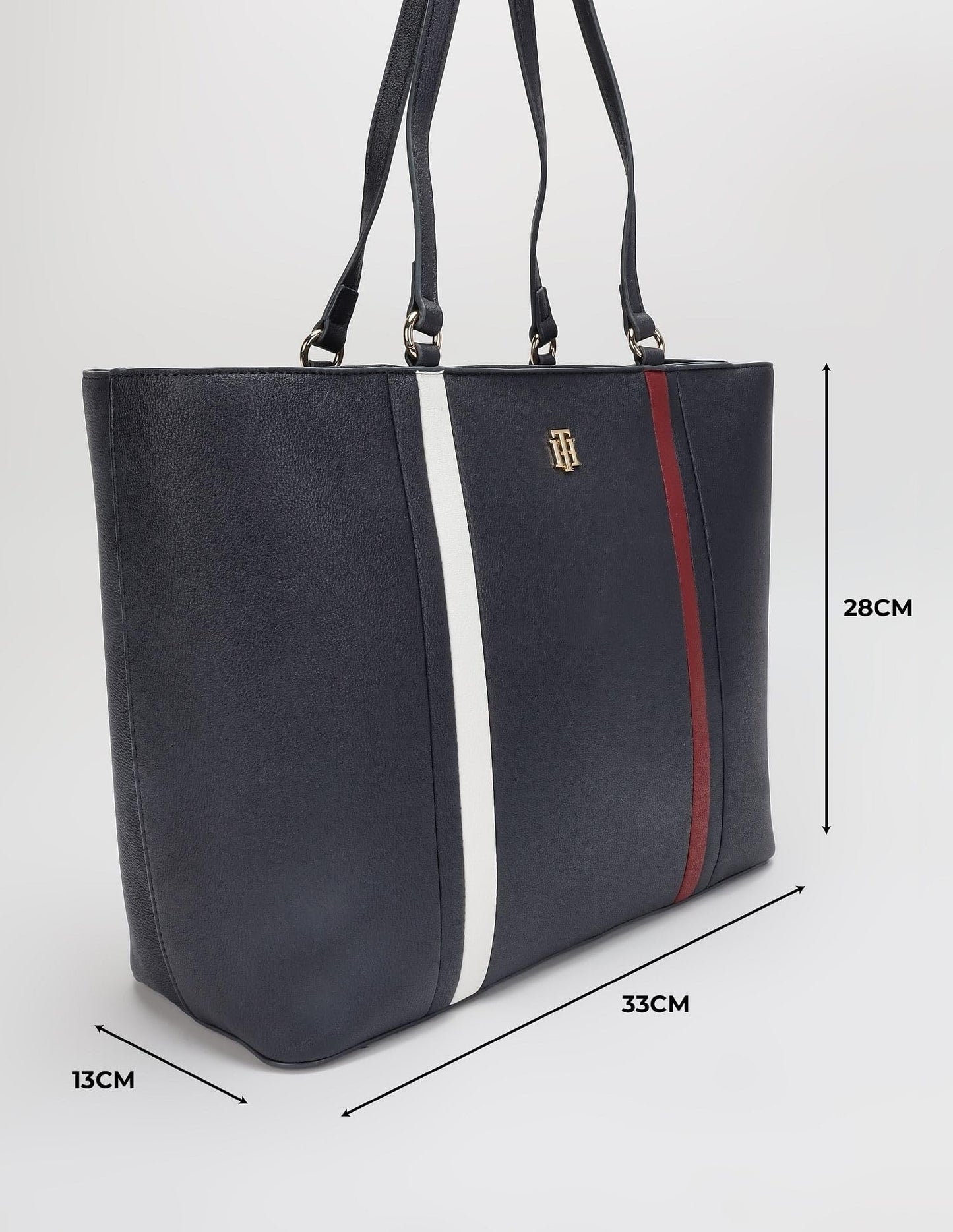 Tommy Hilfiger Striped Navy Pu Tote Bag