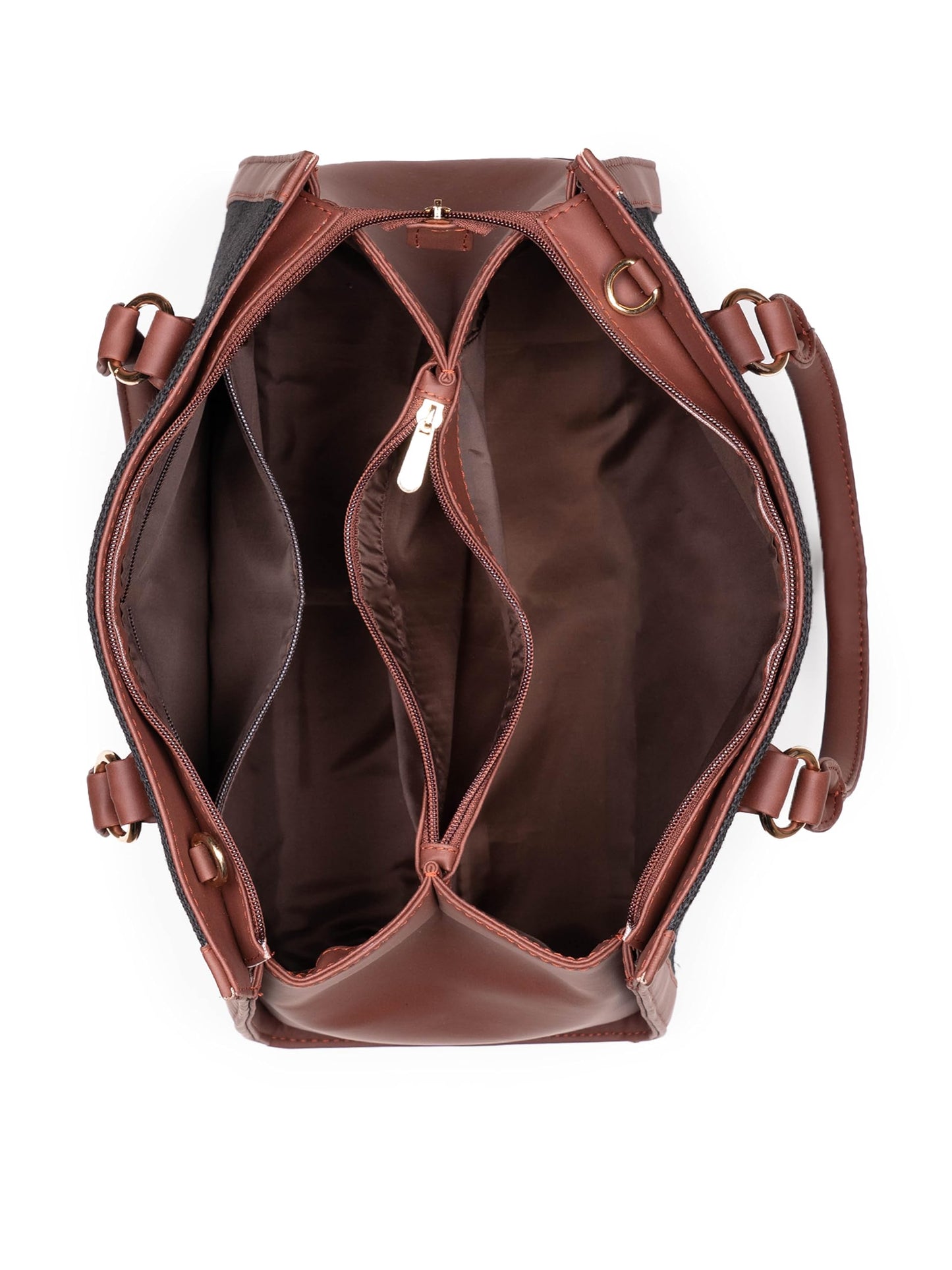 ZOUK Agra Floral Printed Jute Handcrafted Vegan Leather White Women's Satchel Bag | Ladies Purse Handbag | Double Handle Detachable Strap