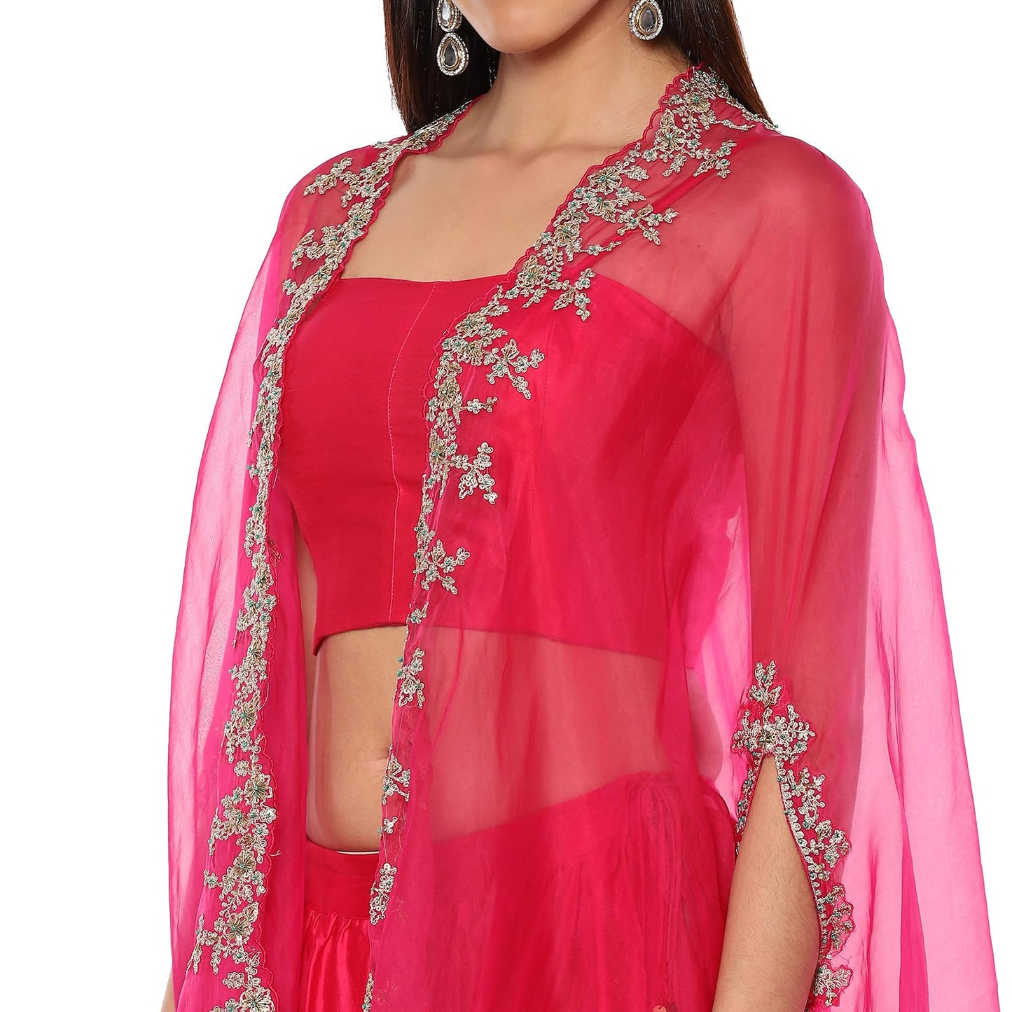 BIBA Women's Cotton Lehenga Set (SKDHO10295AW24FUS_Fuchsia_L)
