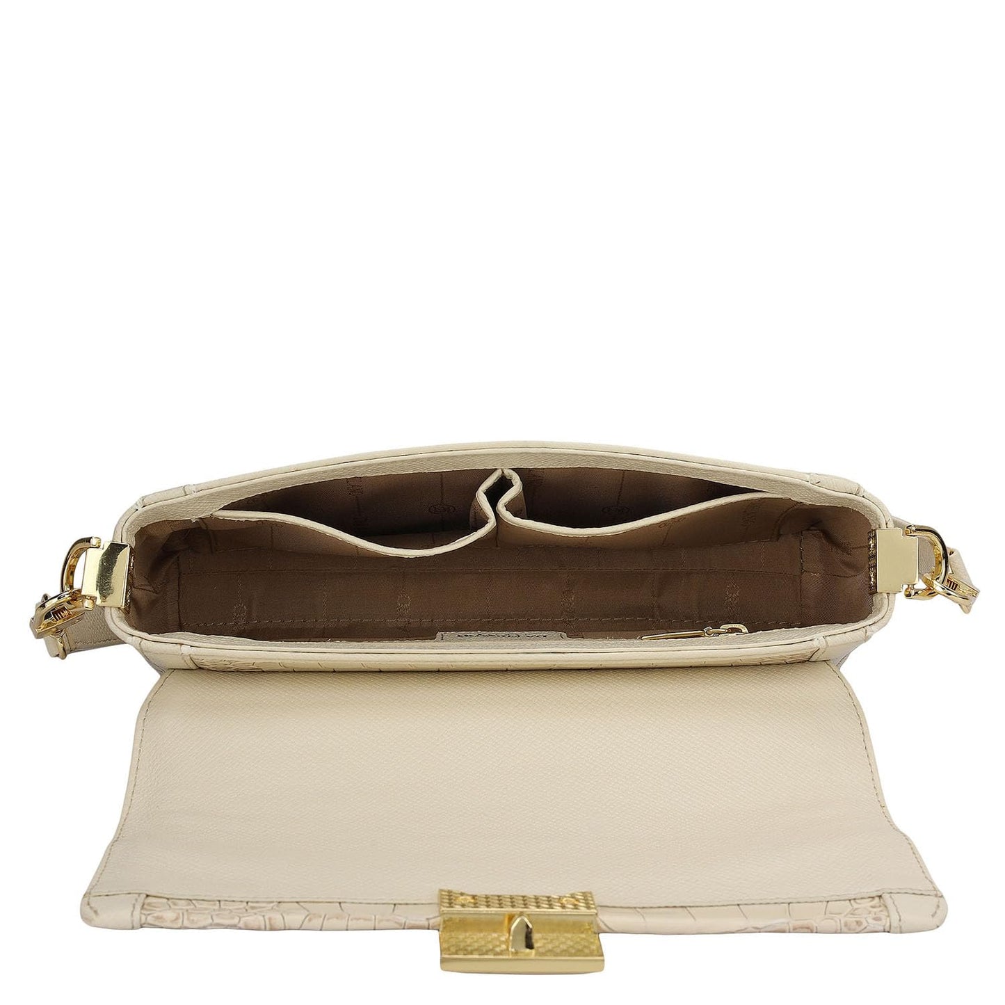 Da Milano Leather Shoulder Bag for Women - White (01939OL)