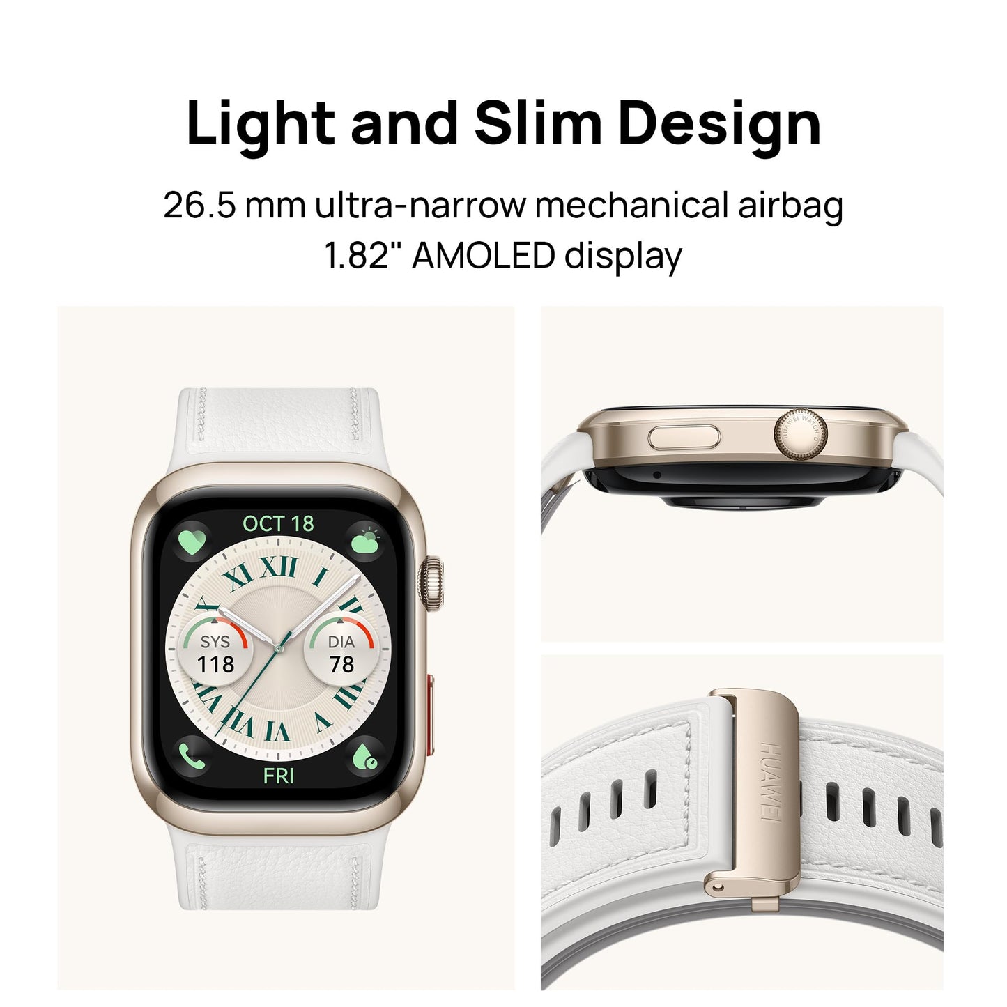 Huawei Watch D2, Smartwatch 1.82" AMOLED, Ambulatory Blood Pressure Monitoring,Sleep Breathing Awareness, SpO2, Light and Slim Design, Health Community, Smart Lifestyle, Bluetooth Calling, Gold