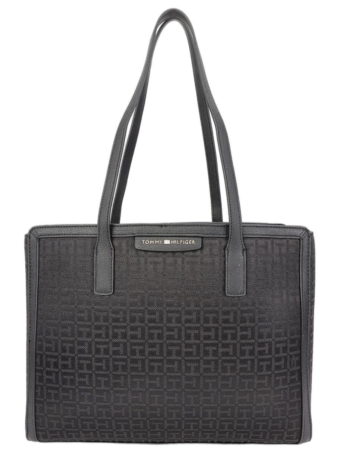 Tommy Hilfiger Logo Black Polyester Tote Bag