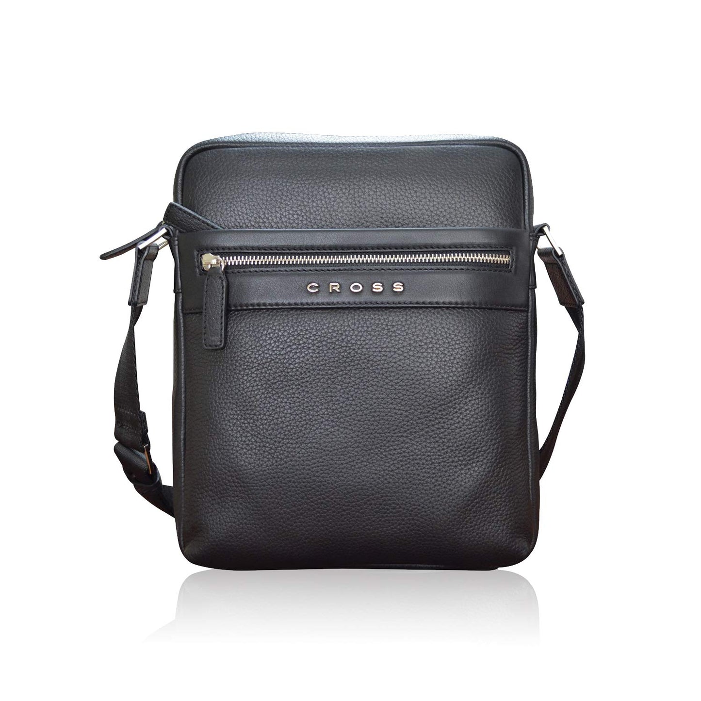 Cross Leather 27 cms Stylish and Trendy Black Messenger Sling Bag for Men and Women Office and Casual Wear(AC021113N-1)