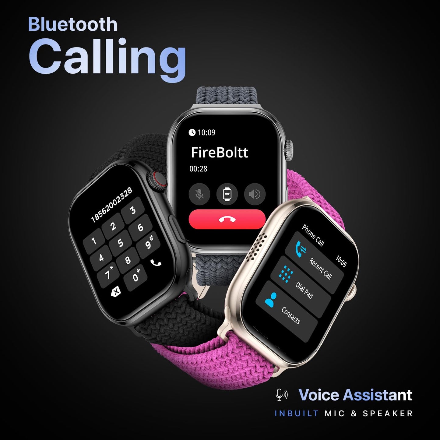 Fire-Boltt Brillia Pro Smart Watch with 51.3mm (2.02 inch) AMOLED Display, Bluetooth Calling, SpO2, Heart Rate Monitoring, 120+ Sports Modes, IP67 Waterproof, Long Battery Life (Pink Wave)