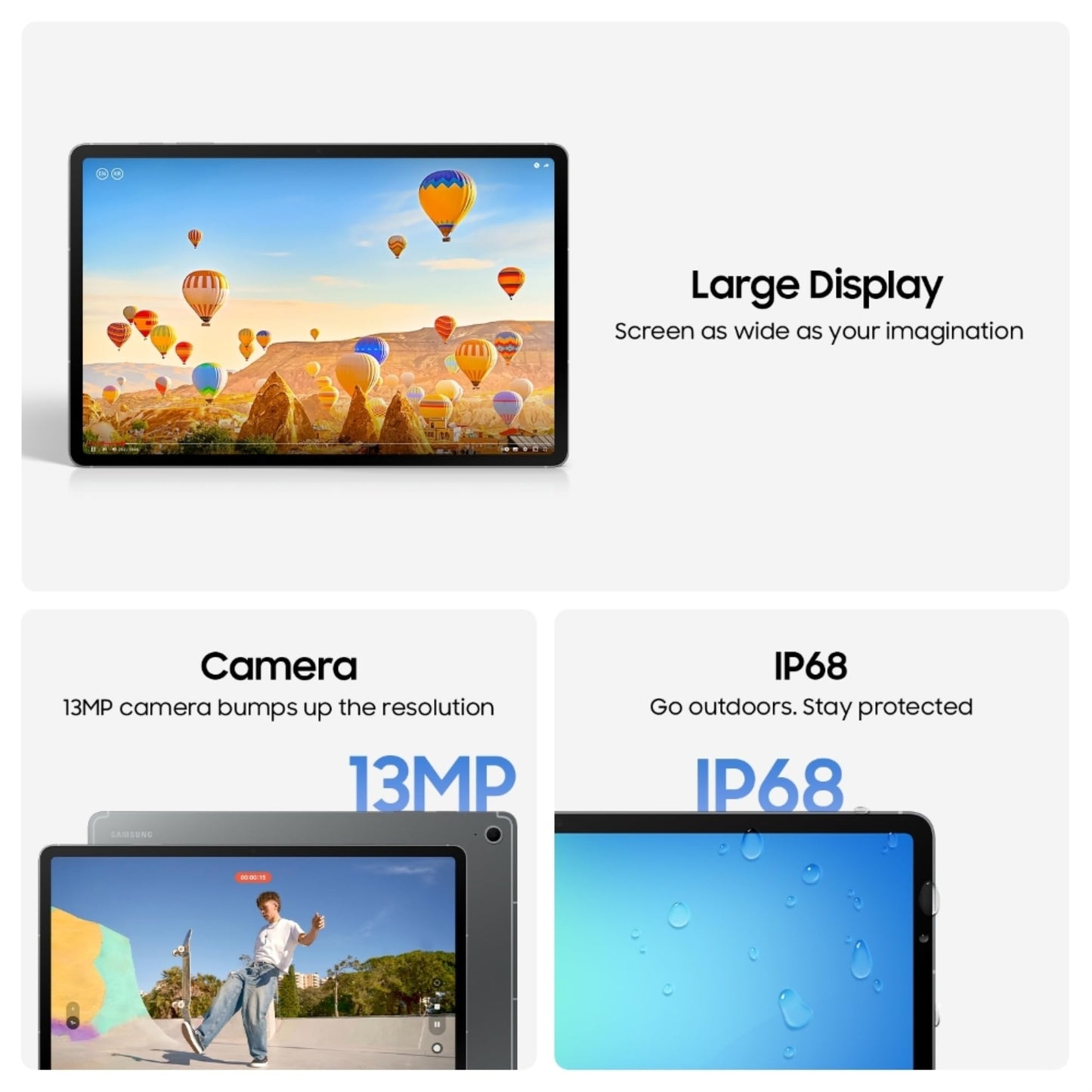 Samsung Galaxy Tab S10 FE+, S Pen in-Box, 27.7 cm (13.1 inch) LCD Display, 8 GB RAM, 128 GB Storage, Wi-Fi + 5G Tablet, Gray