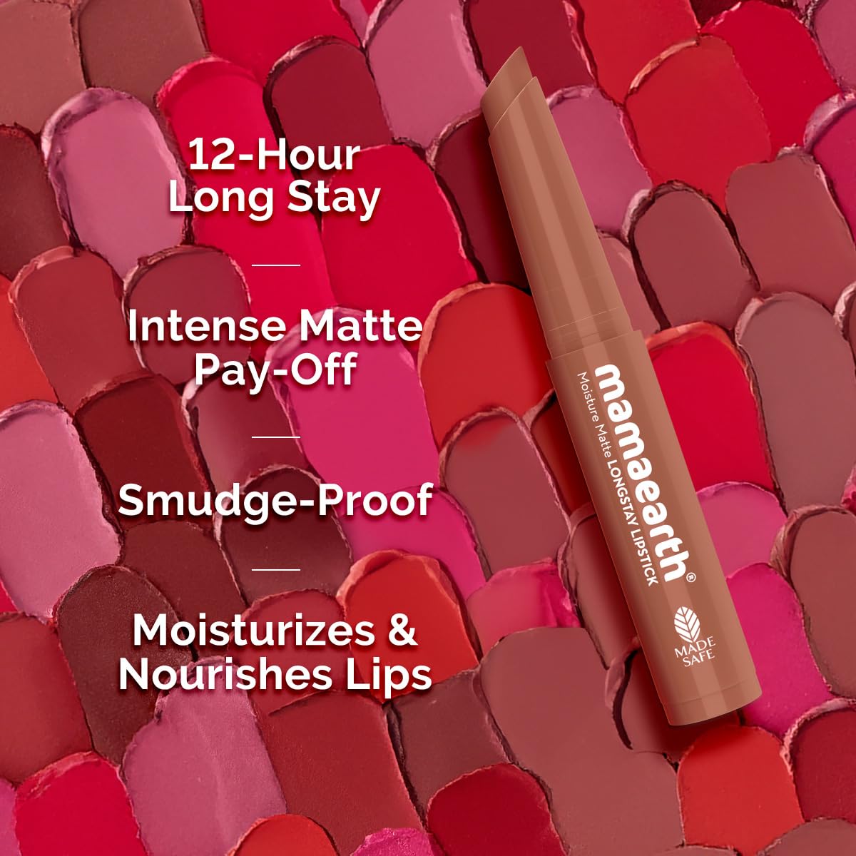 Mamaearth Moisture Matte Longstay Mini Lipstick with Avocado Oil & Vitamin E for 12 Hour Long Stay-04 Cinnamon Nude - 0.7 g
