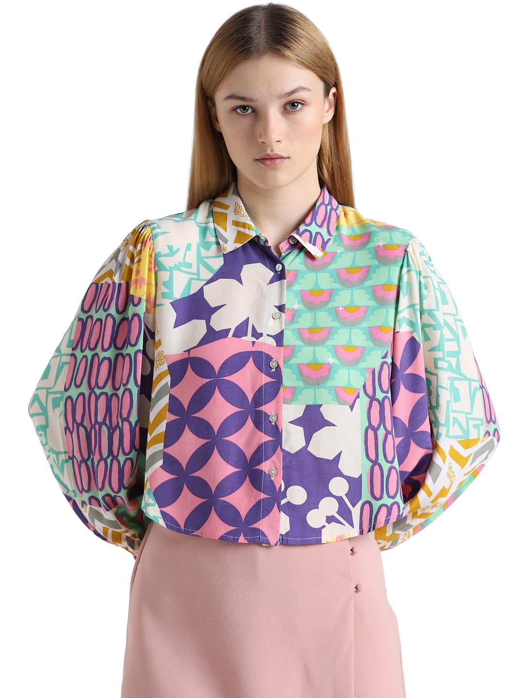 ONLY Women Printed Viscose Regular Fit Multicolor Shirt