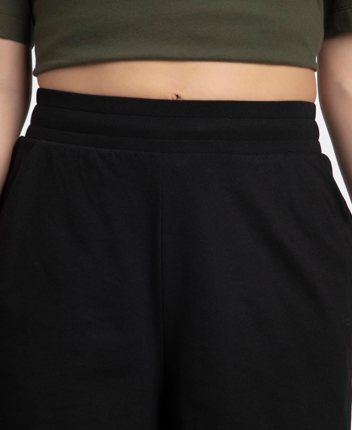 Jockey A157 Womens Super Combed Cotton Rich Straight Fit Shorts with Side Pockets_Black_S