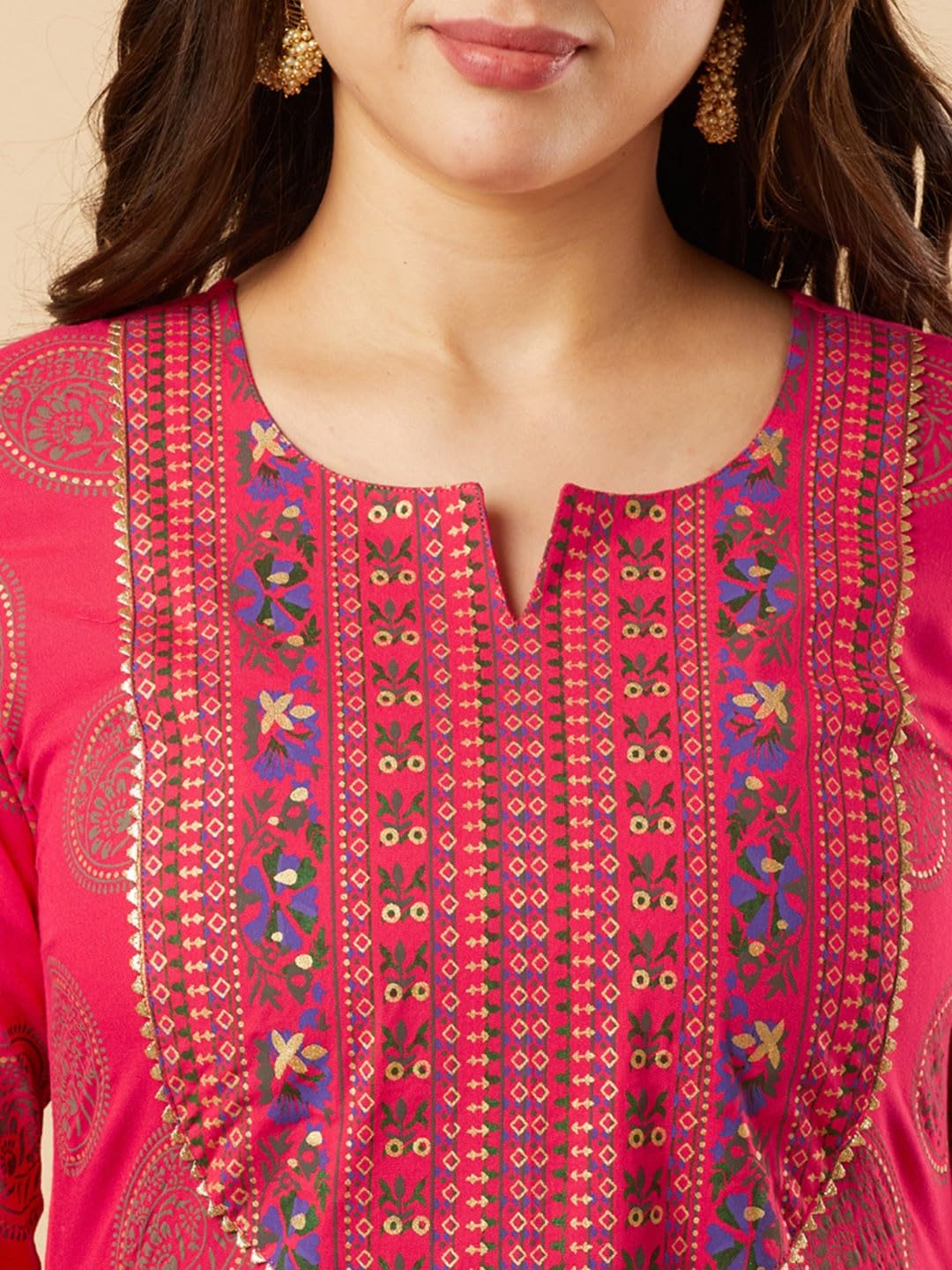 LOVISTA Womens Printed Rayon Straight Kurta Pant and Dupatta Set for Women Ethnic Tunic Kurtis Set