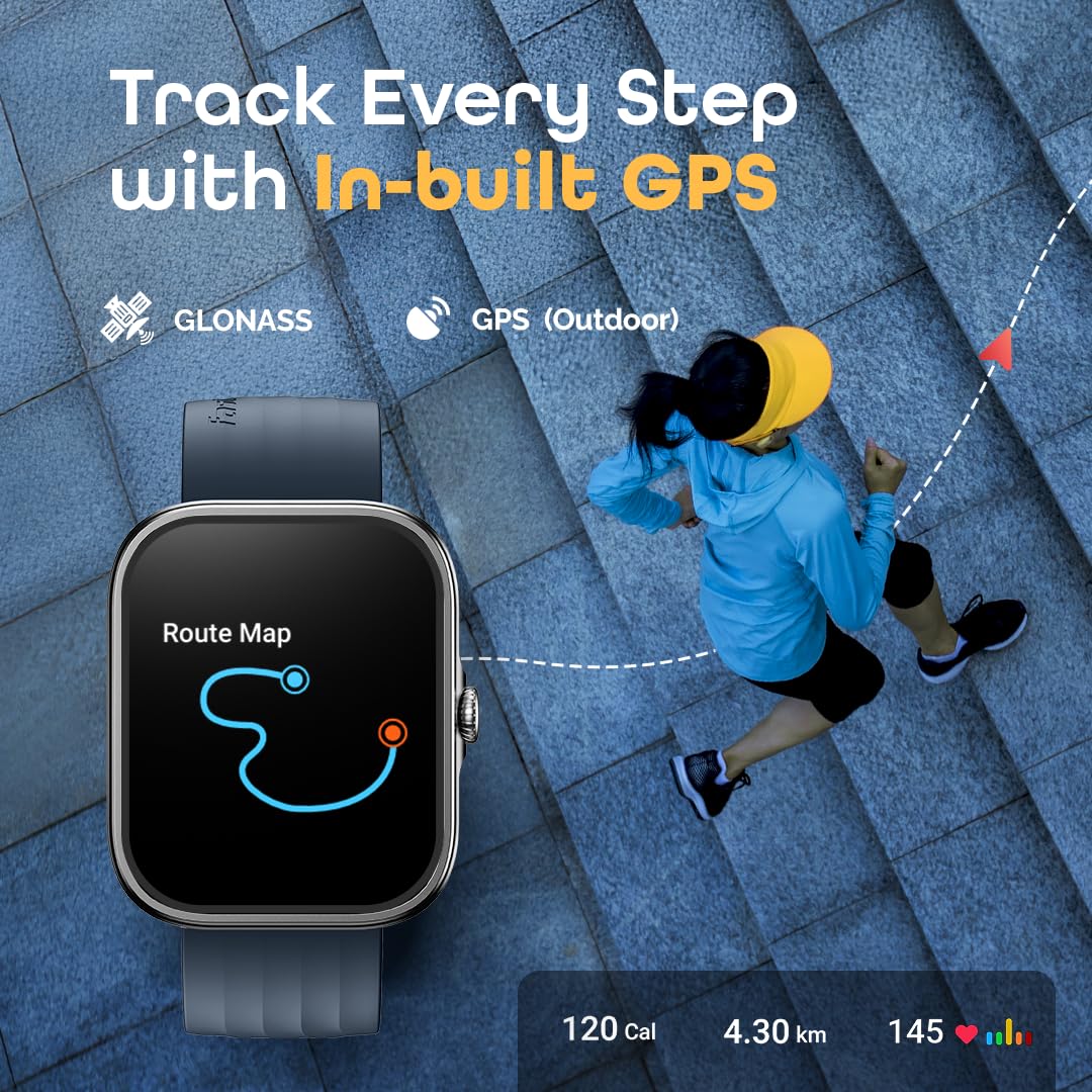 Fastrack Discovery Smart Watch, 4.9 CM AMOLED Display, SingleSync BT Calling, Built-in GPS, 100+ Multisport, Auto Recognition of Multisport, 5 Days Battery Life, 100+ Smartwatch Faces (Blue)