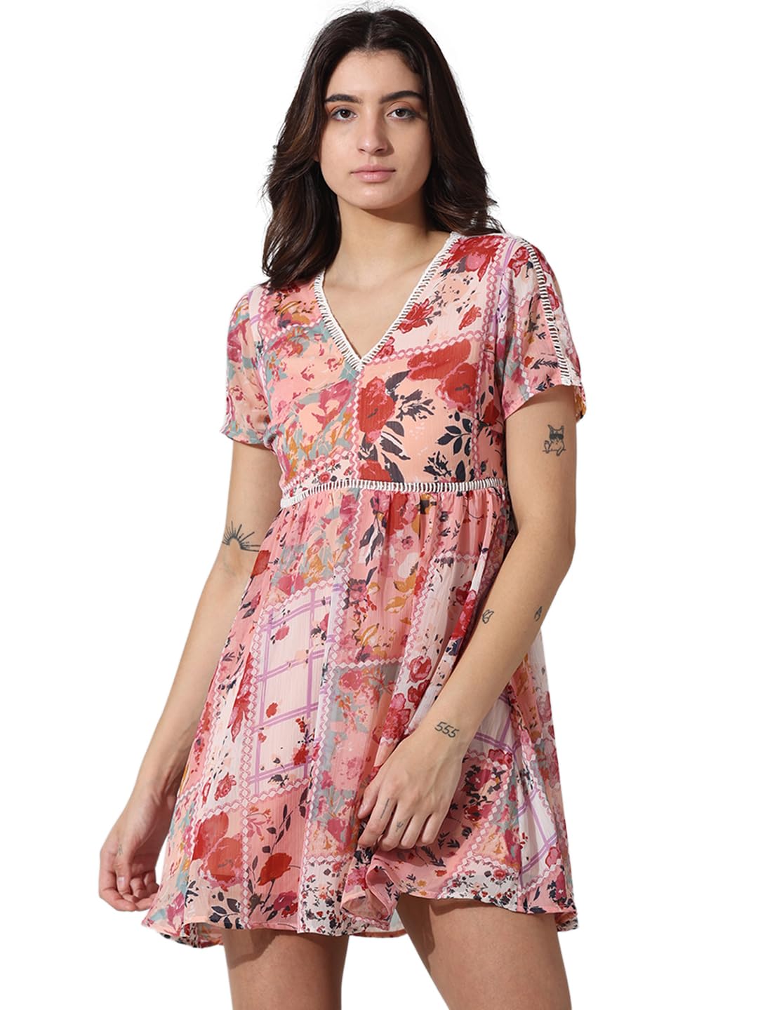 ONLY Women's Polyester A-Line Mini Dress (15335435-Cloud Dancer_Cloud