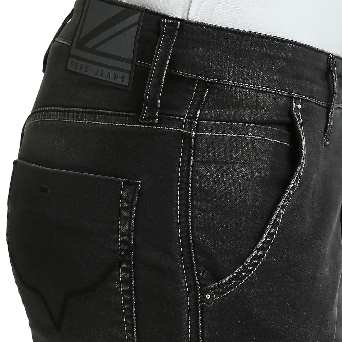 Pepe Jeans Men's Mid Rise Joggers Fit Jeans Black