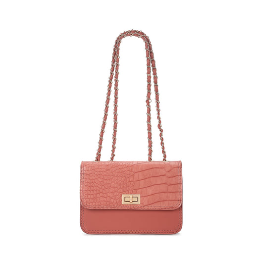 Fastrack Casual Sling Bag with Lock Closure for Girls, Medium Size with Internal Organiser and Metal Chain Strap, Made with Premium Faux Leather