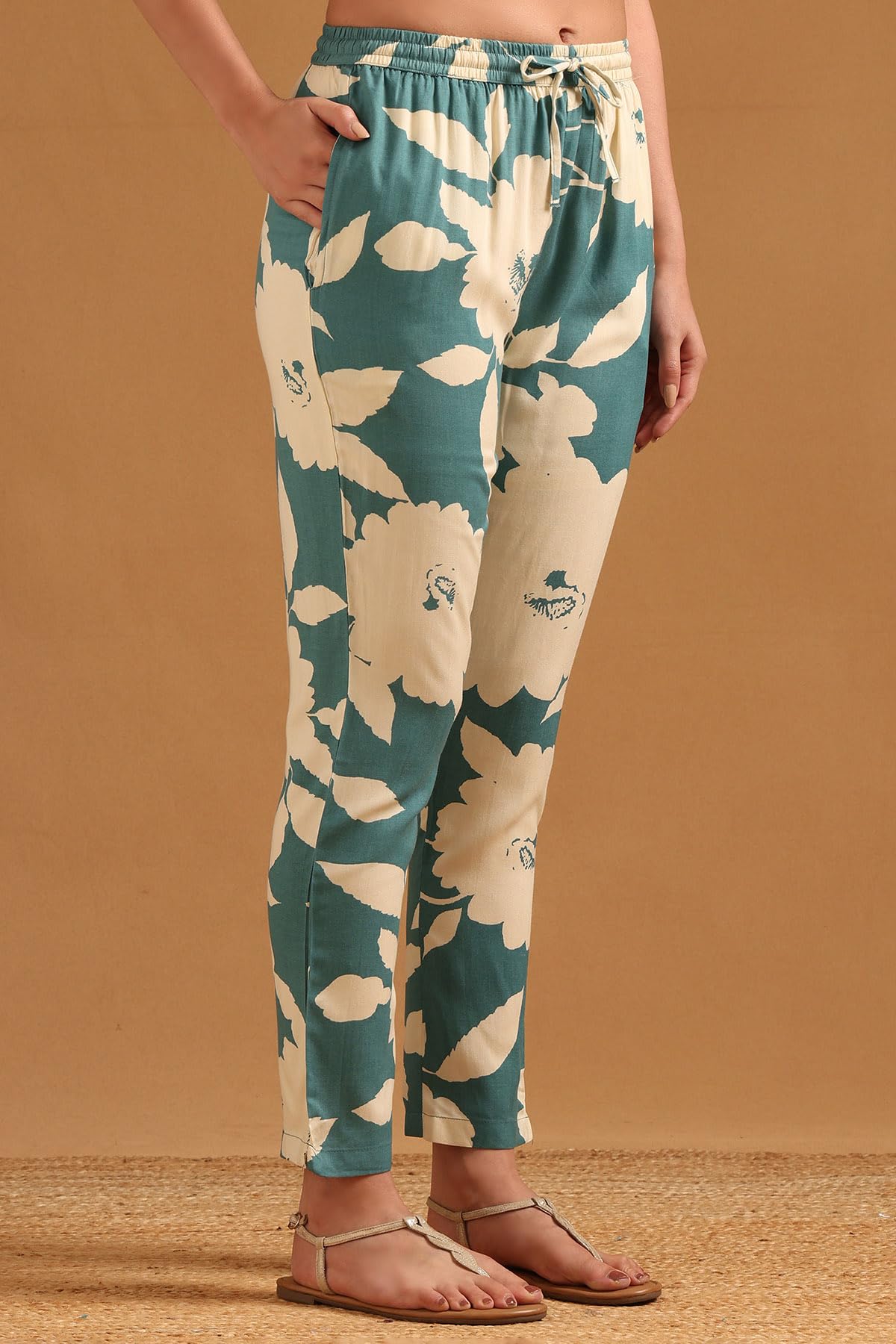 Soch Womens Blue Viscose Botanical Co-Ords Set