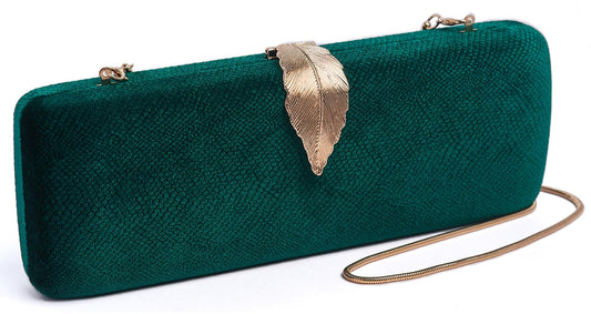INOVERA (LABEL) Clutch Bags for Women, Girls - Ladies Stylish Evening Party Hand Clutches - Wedding Bridal Purse - Crossbody Sling Bag with Chain Strap (Green) (Green)