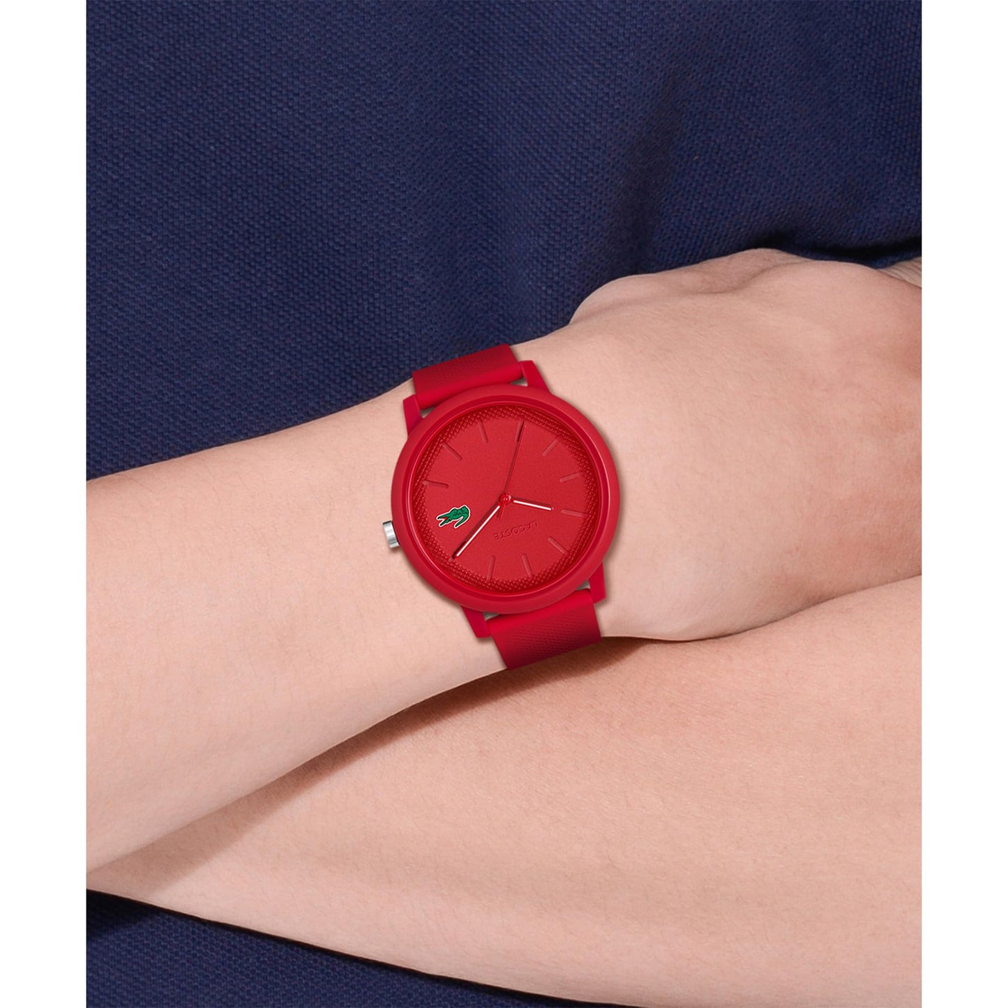 Lacoste Lacoste.12.12 Qtz Basic Red Round Dial Men's Watch|Red Silicone Material|Multi Color Band - 2011173