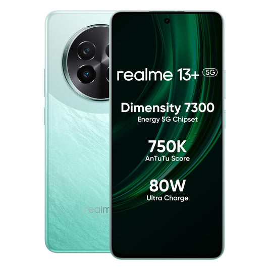 realme 13+ 5G (Speed Green, 8GB RAM, 128GB Storage) 6.67" AMOLED Display | 80W Ultra Charging DAK | Dimensity 7300E Processor