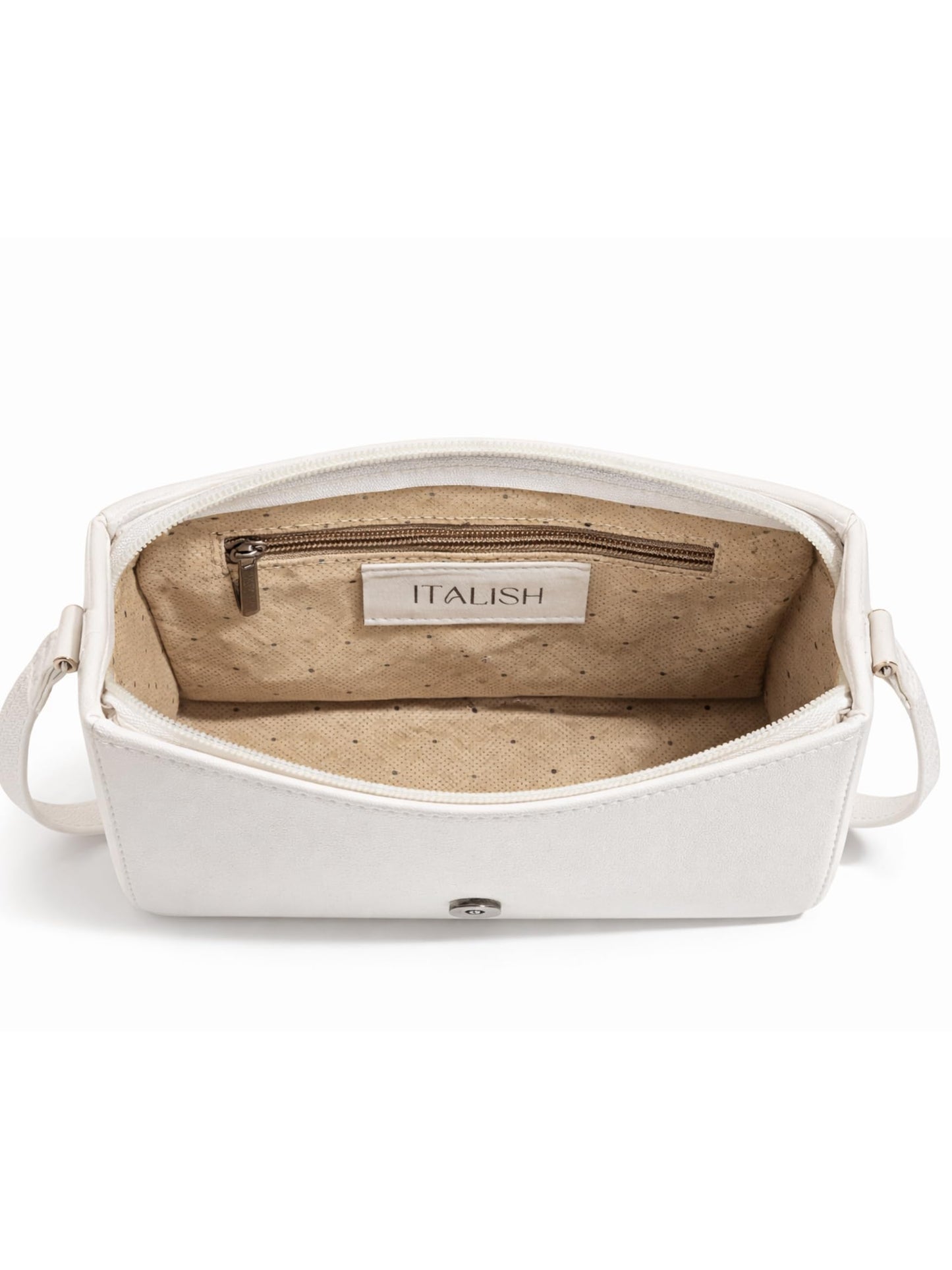 ITALISH Floral Art Print Crossbody Bag Leather Sling Bag with Magnetic Closure (White)