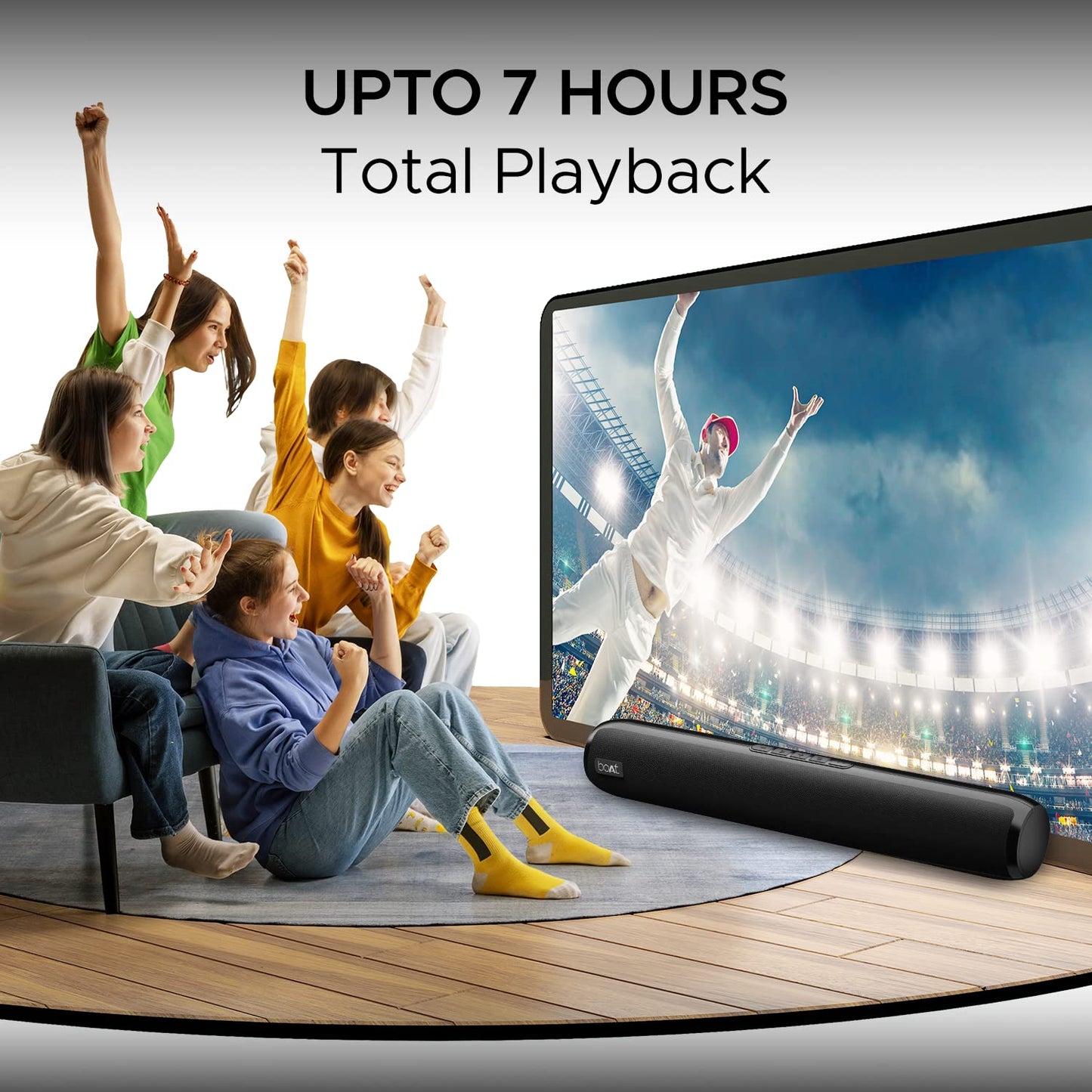 boAt Aavante Bar 610, 25W Signature Sound, 2.0 CH with Dual Passive Radiators, 7 HRS Battery, Sleek Design, Multi Connectivity, Bluetooth Sound Bar, Soundbar Speaker (Charcoal Black)