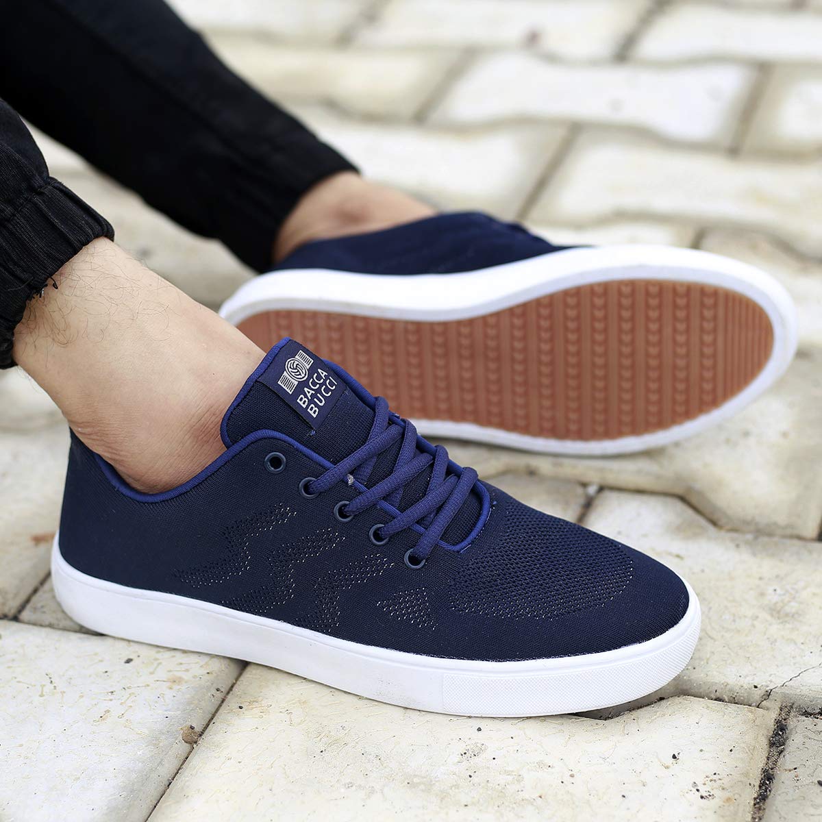 Bacca Bucci® Men's Knitted Canvas Venice Comfort/Air Flow Casual/Sneakers Shoes for Men- Blue, Size UK6