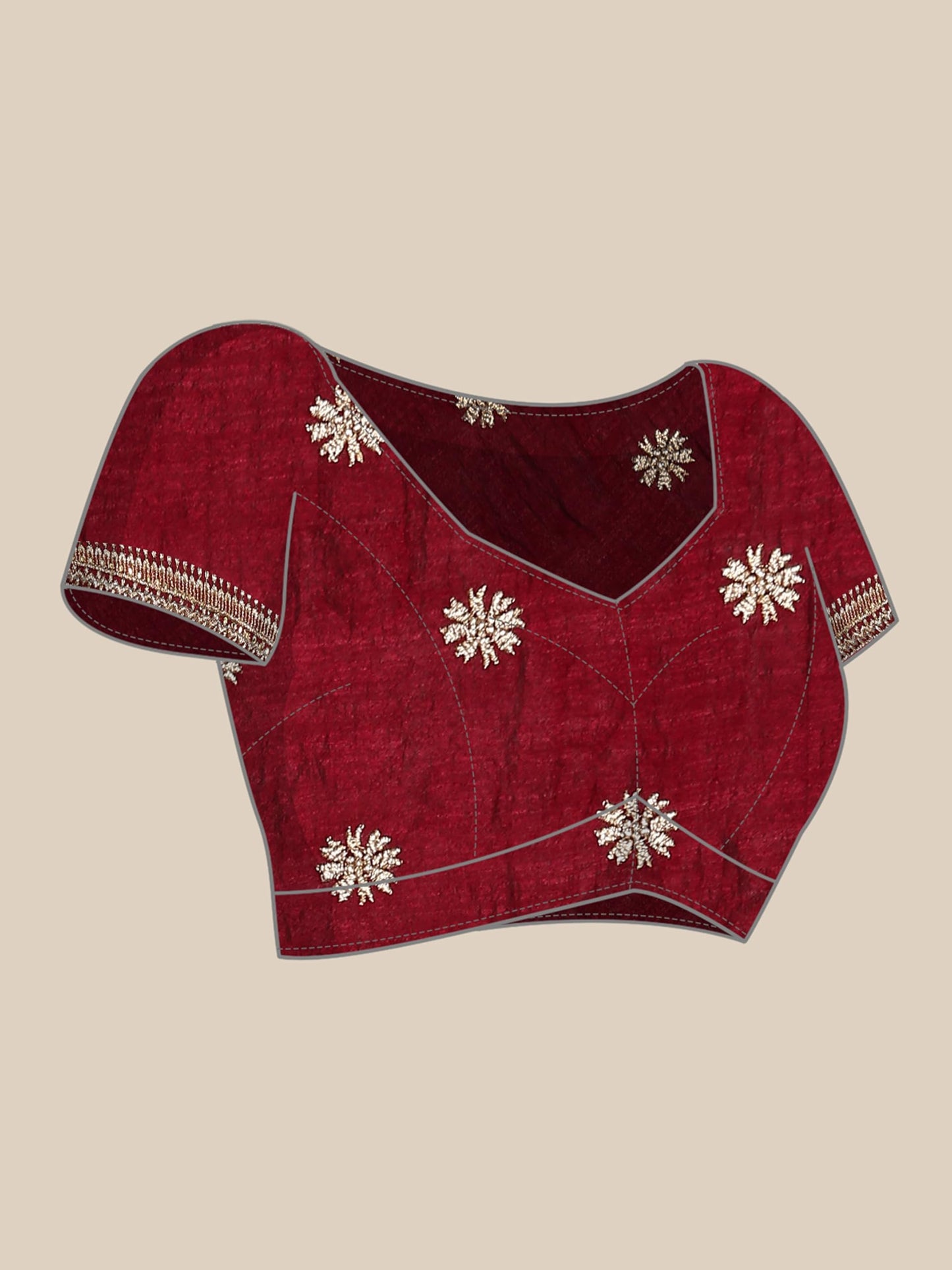 MOHEY Women's Wine Chiffon Embroidered|Zari Saree