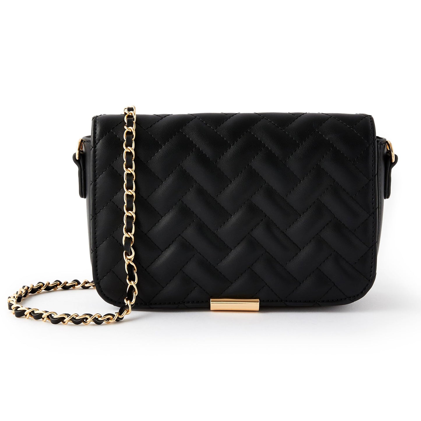 Accessorize London Women's Quinn Quilted Flap Opening Chain Sling Crossbody Bag | Ladies Purse Handbag | sling bag for woman| Ladies Gift