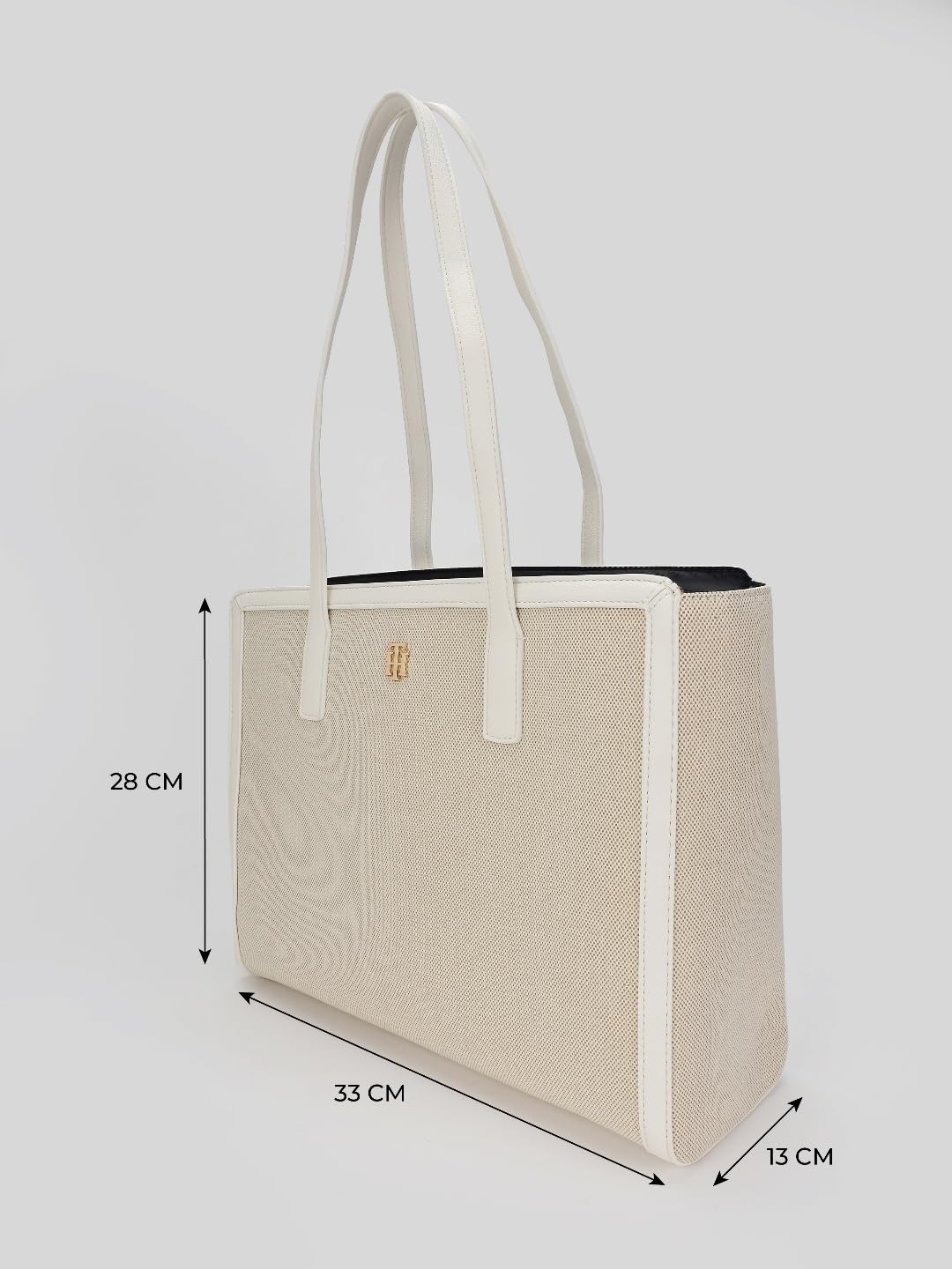 Tommy Hilfiger Solid White Polyester Tote Bag