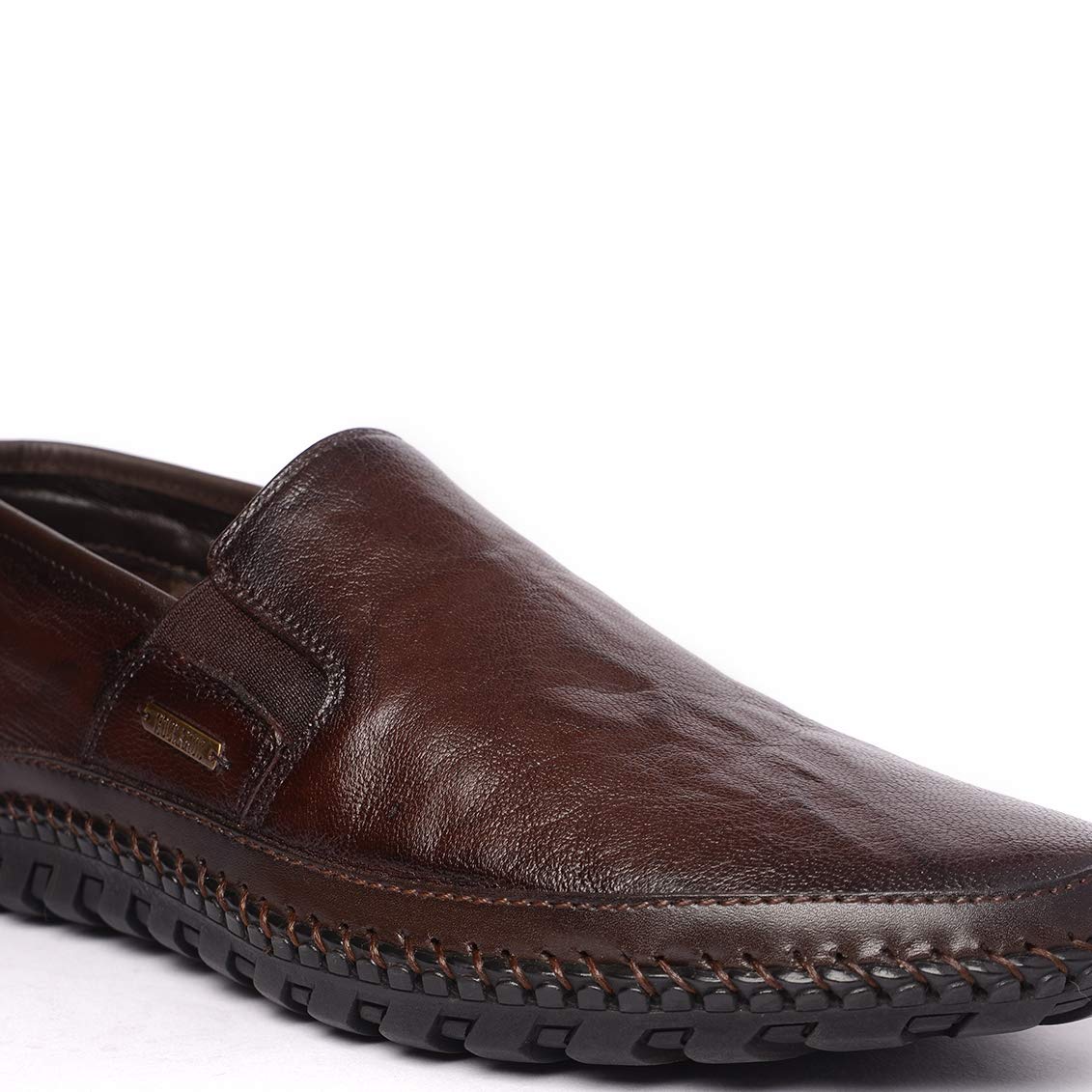 Buckaroo Nardo Natural FullGrain Leather Brown Casual Slip-On Shoes for Mens: Size UK 8
