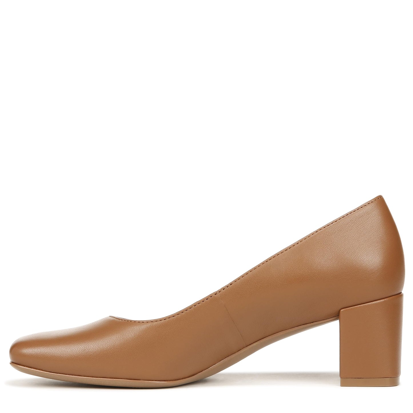 Naturalizer Women's Karina Low Block Heel Square Toe Pump, English Tea Brown Leather, 6.5 Wide